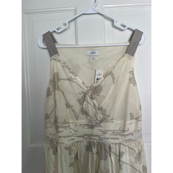 NEW Ann Taylor Loft Women's 6 Floral Cotton Midi Dress White Gray Babydoll Tank - Picture 5 of 16